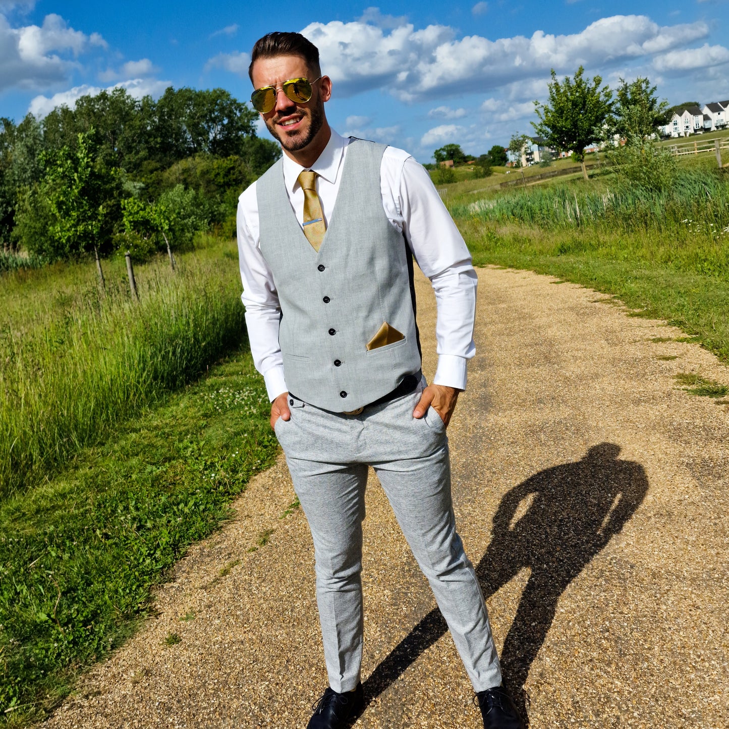 MUSTARD YELLOW TEXTURED TIE SET
