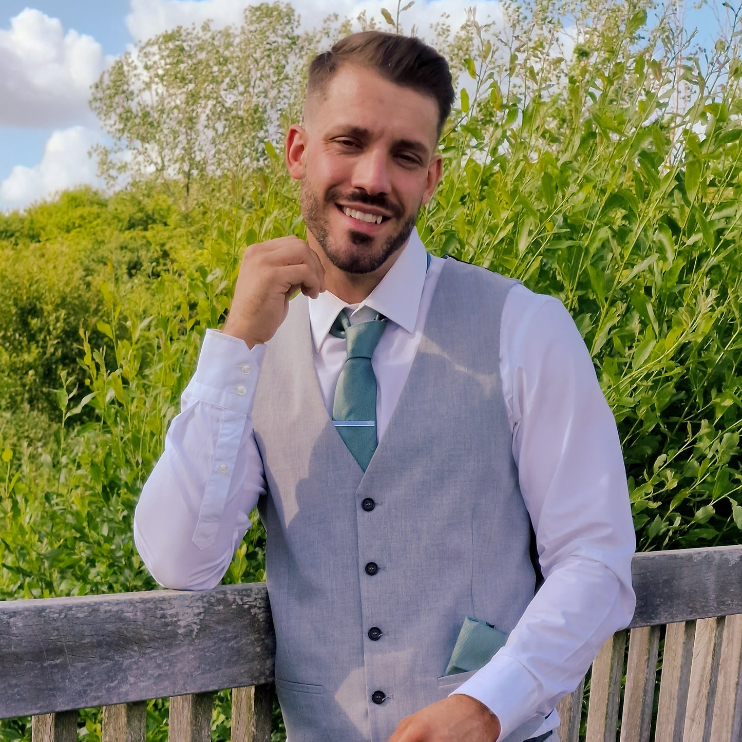 DARK SAGE GREEN TEXTURED TIE SET