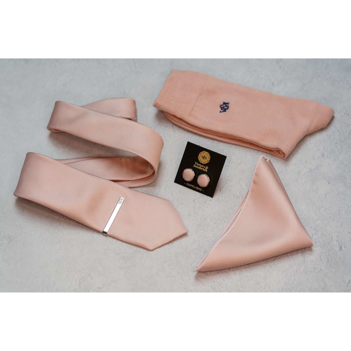 BLUSH PINK TEXTURED TIE SET