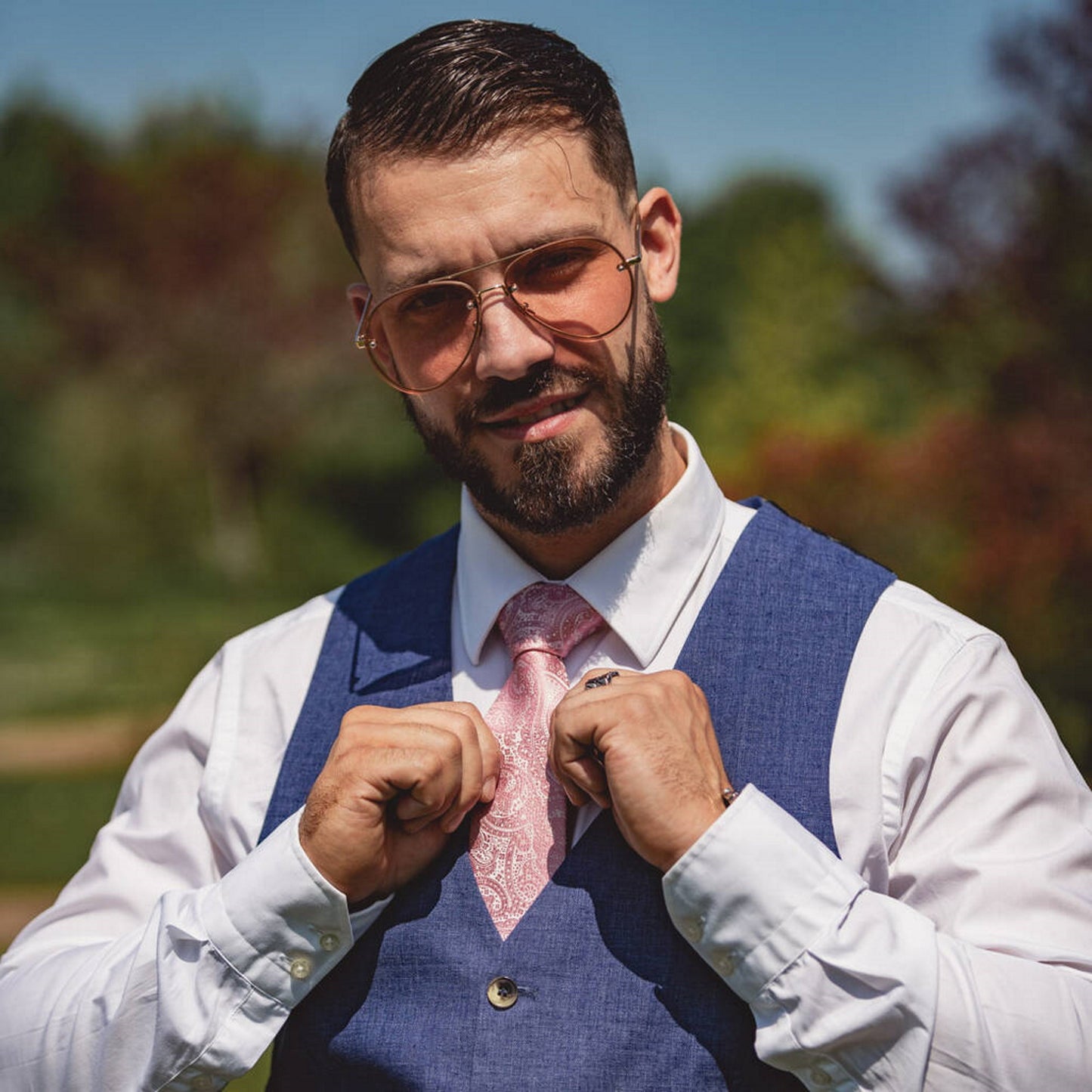 DUSTY PINK PAISLEY TIE SET