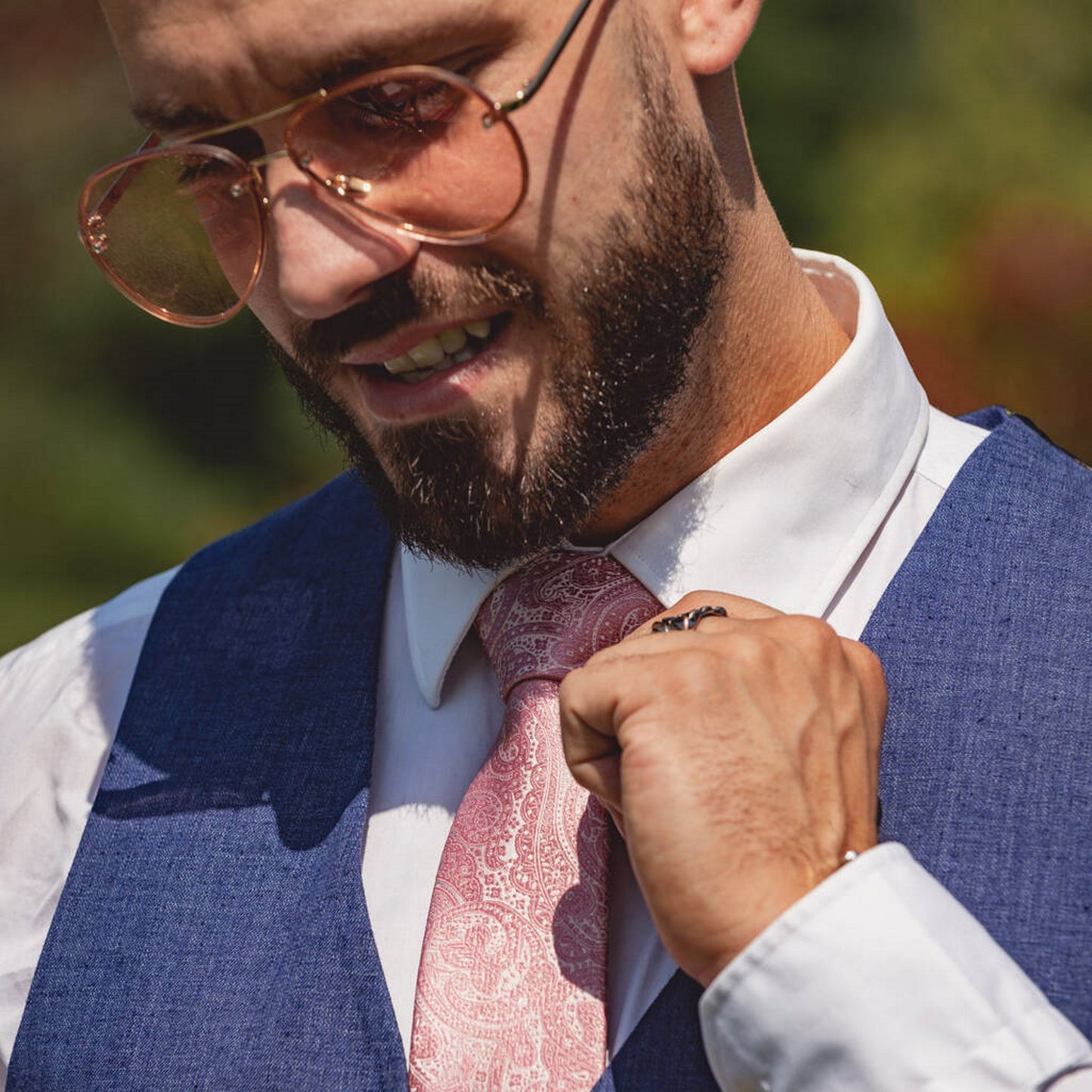 DUSTY PINK PAISLEY TIE SET
