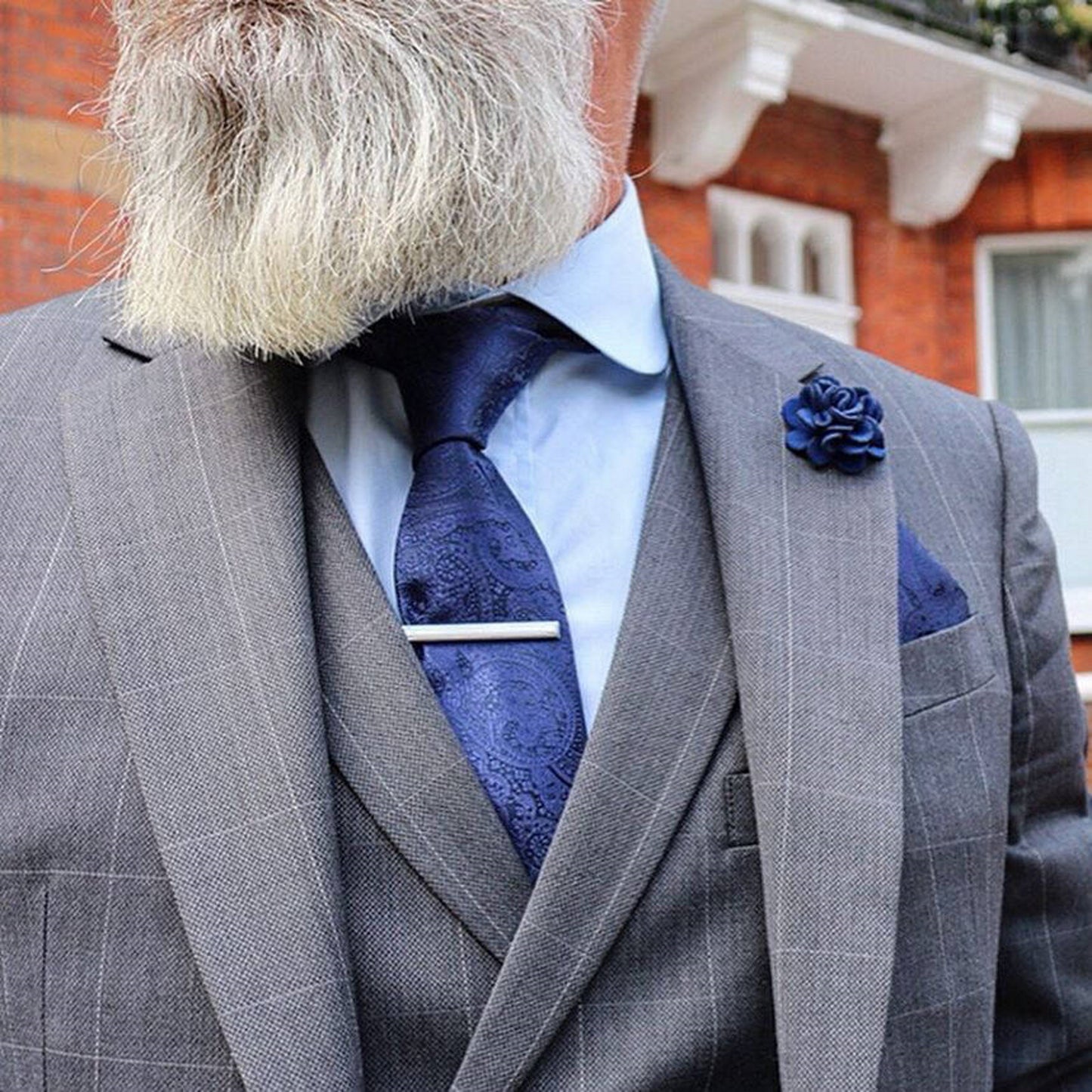 NAVY BLUE PAISLEY TIE SET