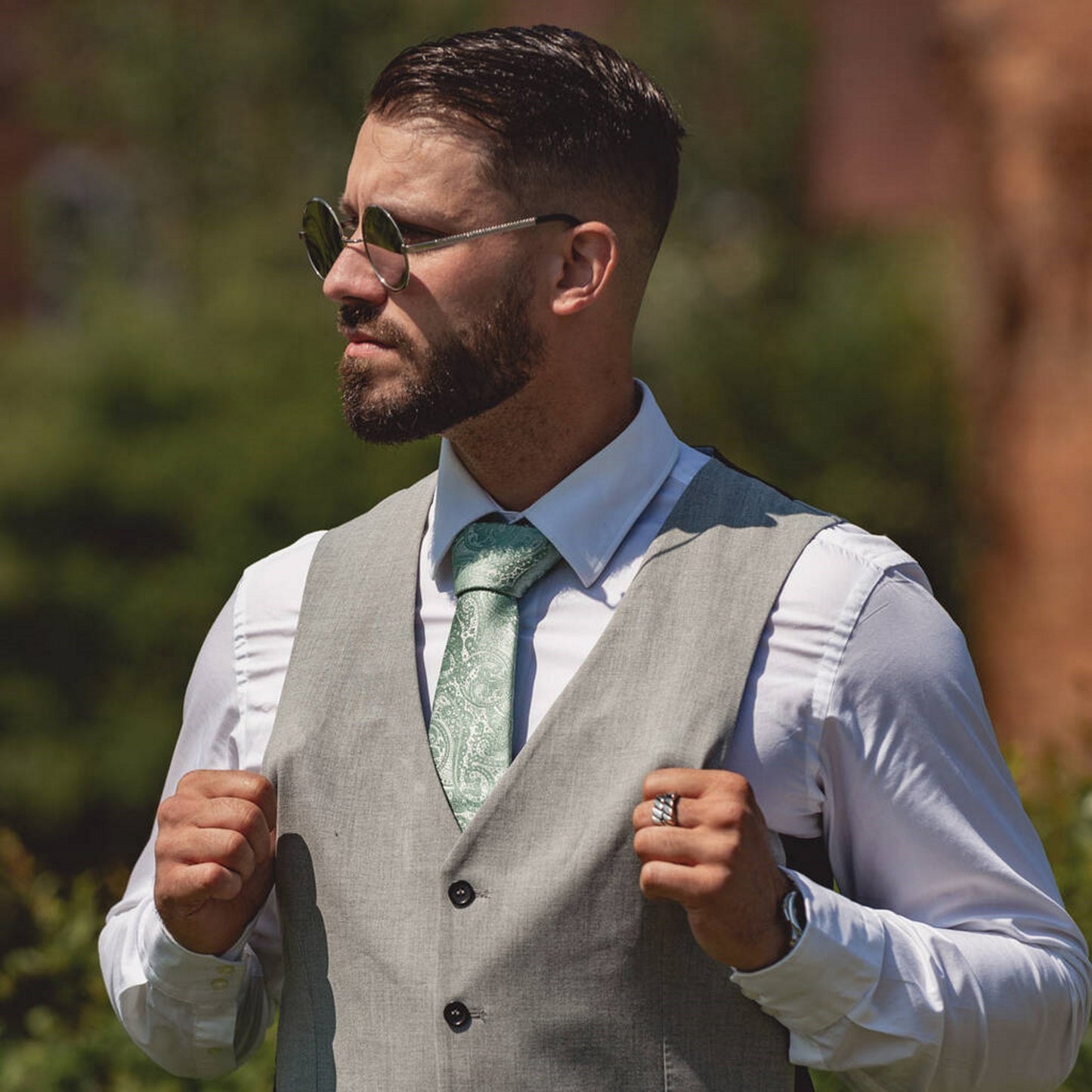 SAGE GREEN PAISLEY TIE BOX SET