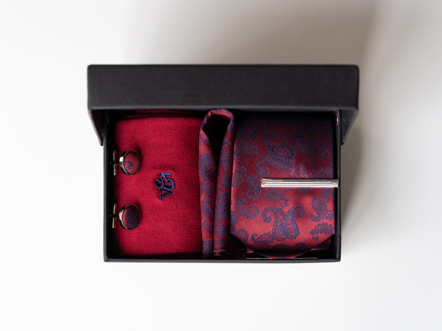 RED PAISLEY TIE BOX SET