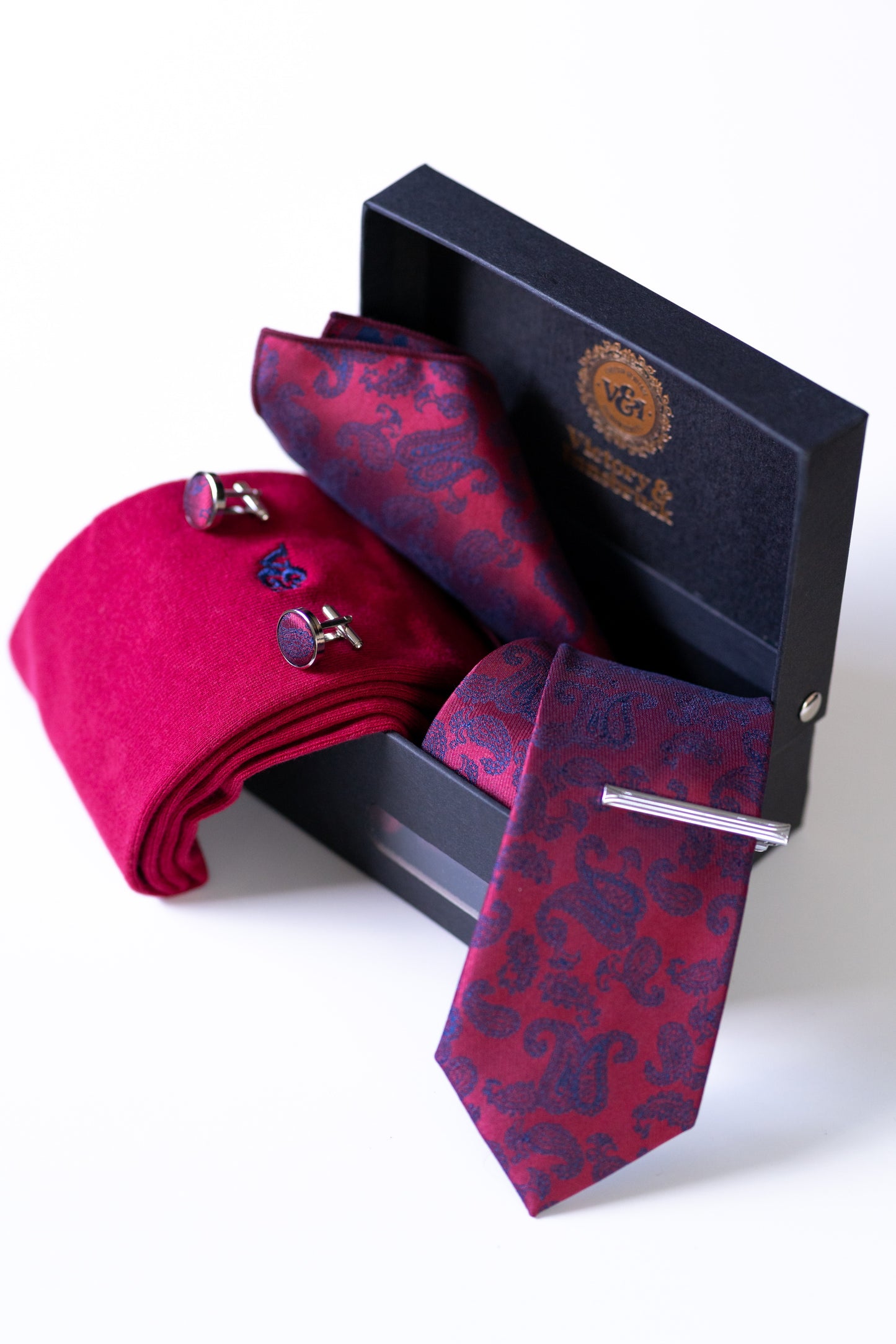 RED PAISLEY TIE BOX SET