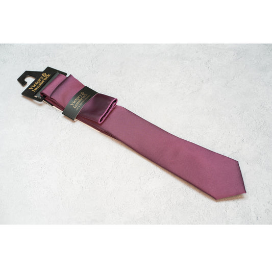 Boy's Dark Purple Textured Tie & Pocket Square