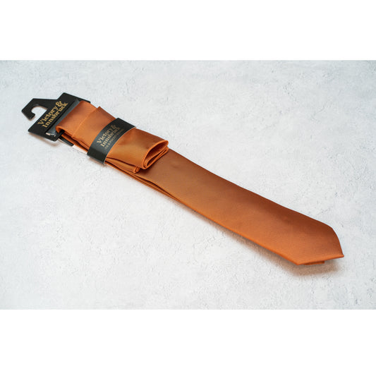 Boy's Burnt Orange Textured Tie & Pocket Square