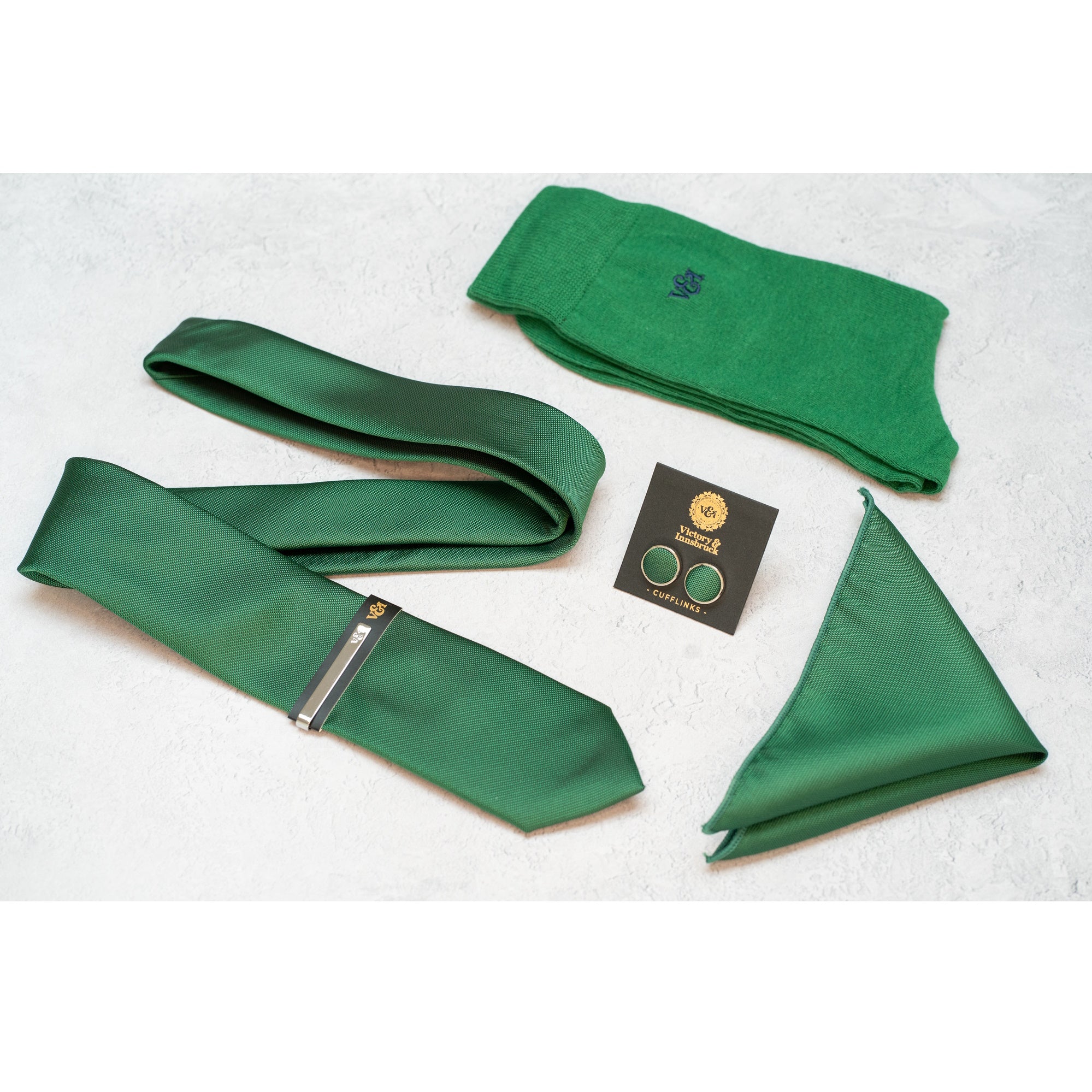 Forest Green Textured Tie Set