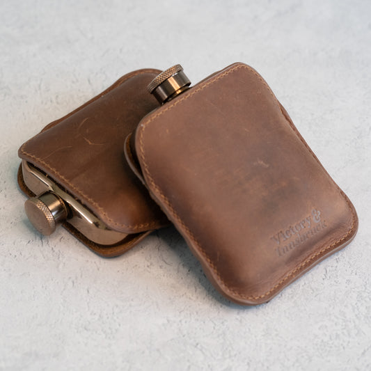 Victory and Innsbruck Premium Leather Hip Flask