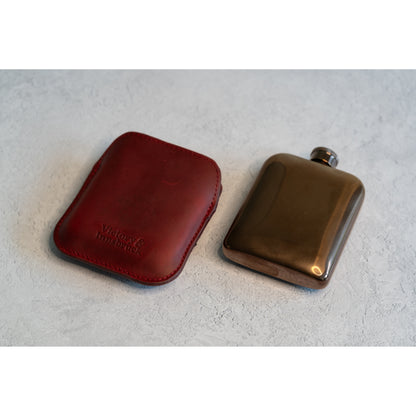 Full Grain Leather Cased Hip Flask | Full Burgundy Leather | Copper Flask