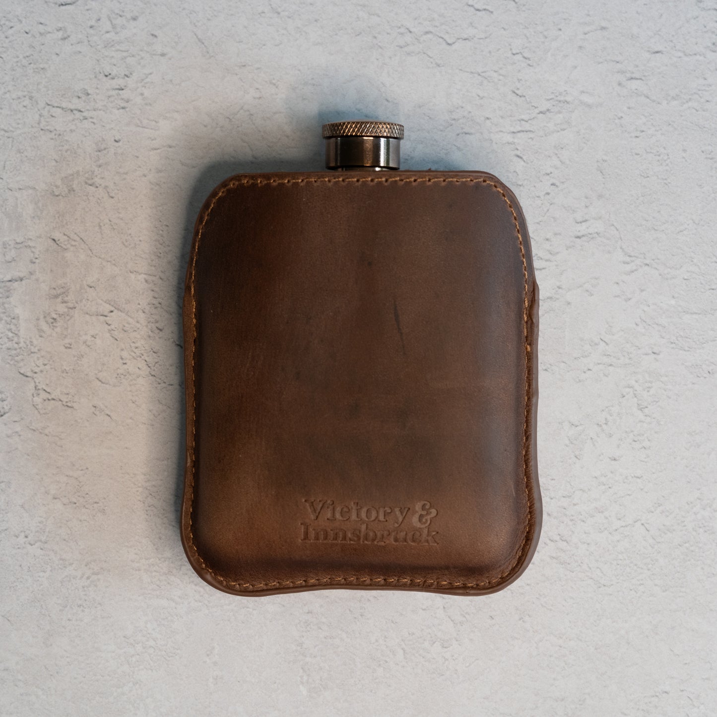 Full Grain Leather Cased Hip Flask | Full Brown Leather | Copper Flask
