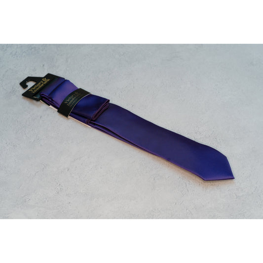 Boy's Cadbury Purple Textured Tie & Pocket Square