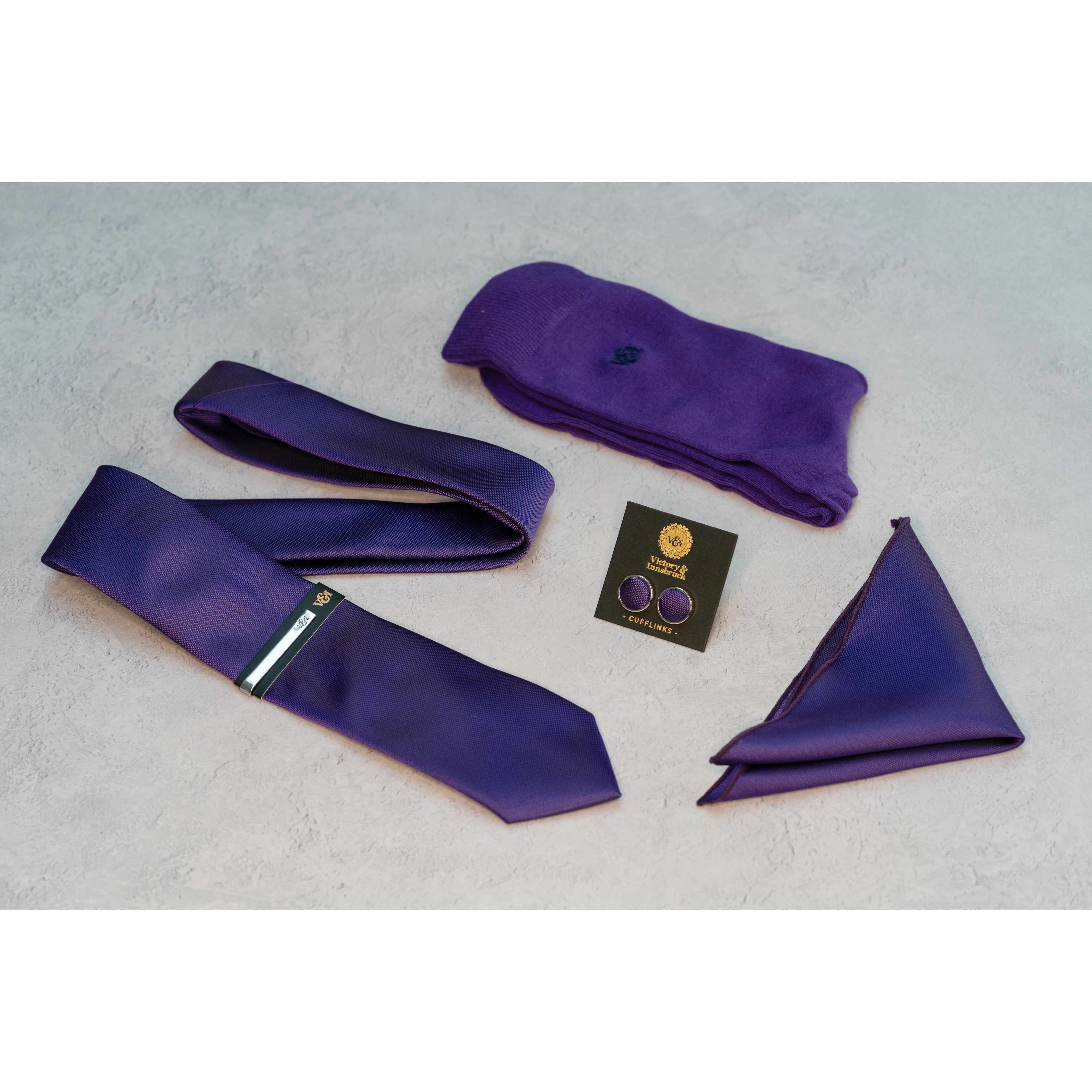 Cadbury Purple Textured Tie Set
