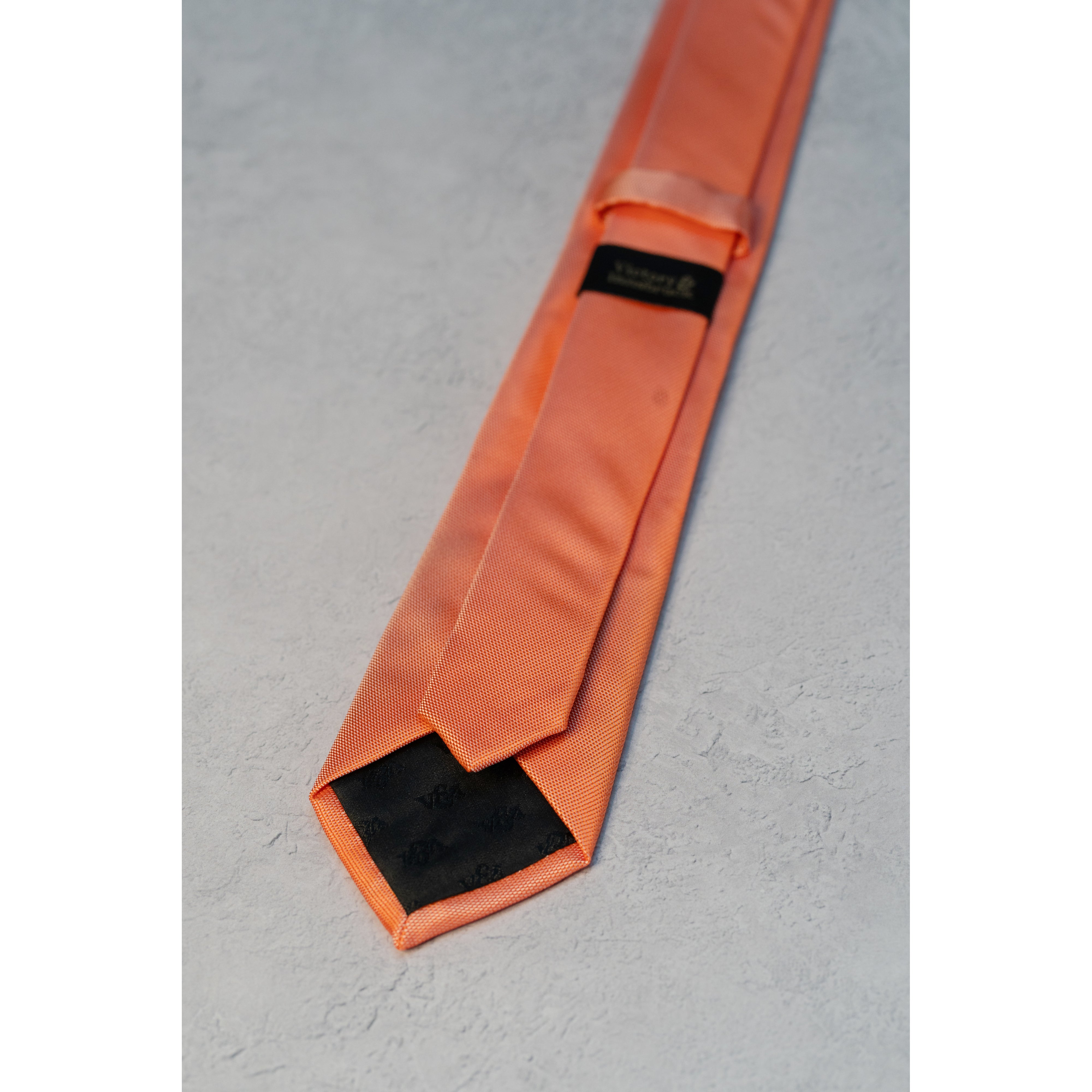 Coral Orange Textured Tie Set