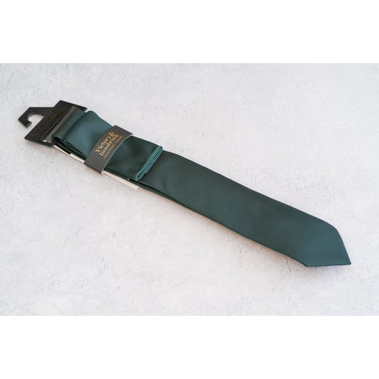 Boy's Dark Bottle Green Textured Tie & Pocket Square