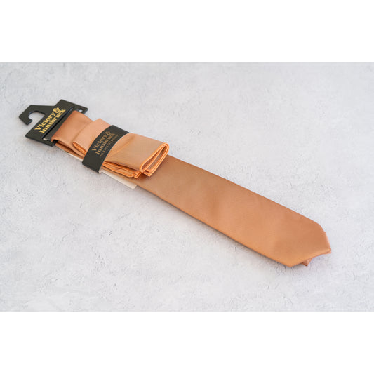 Boy's Burnt Peach Textured Tie & Pocket Square