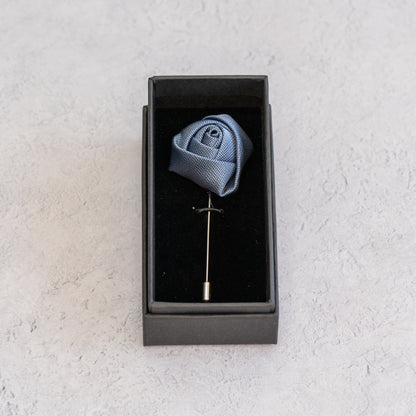 Slate Blue Textured Floral Lapel Pin