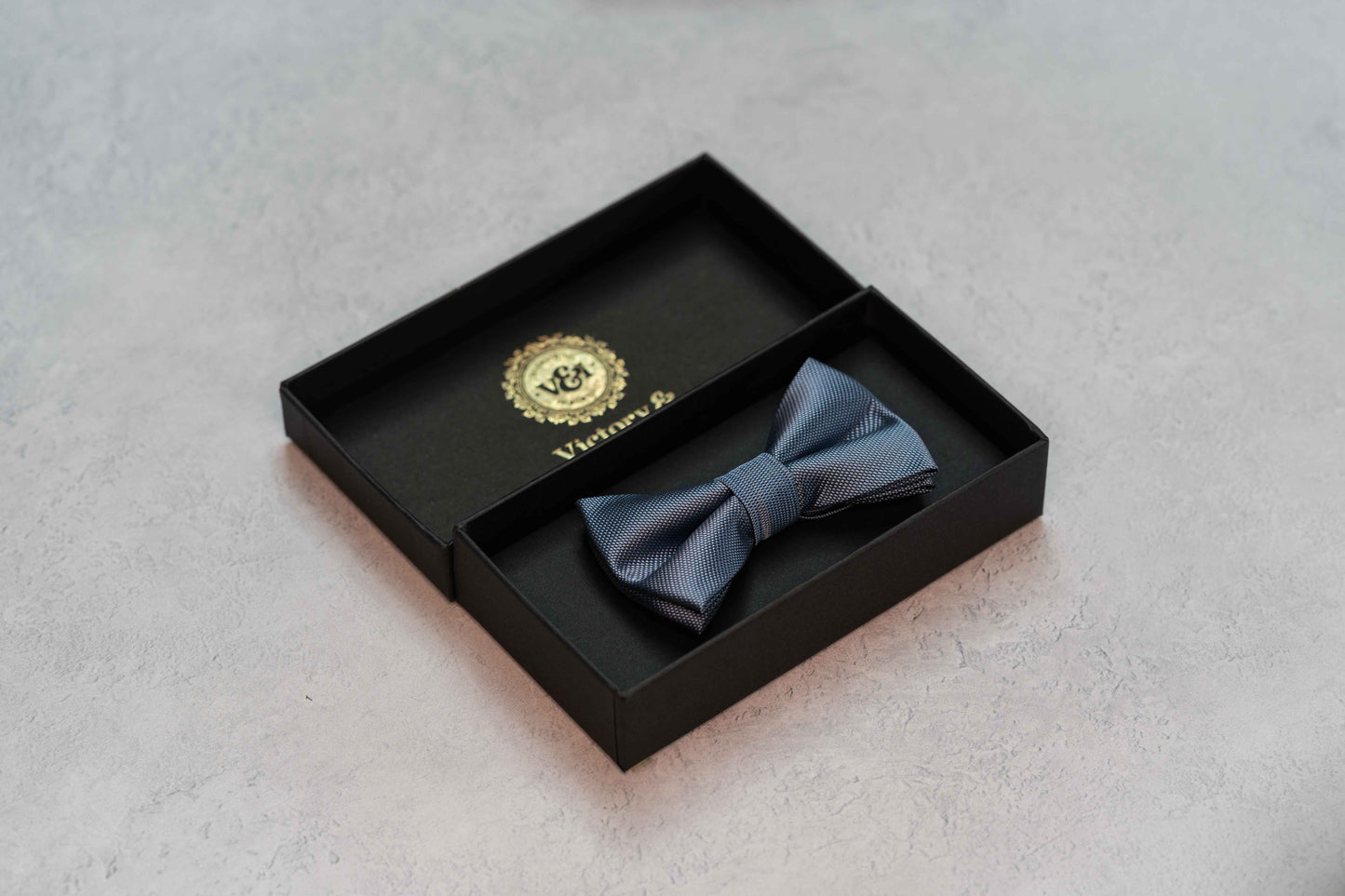 BOY'S SLATE BLUE TEXTURED BOW TIE