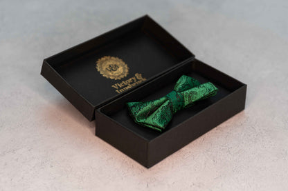 BOY'S FOREST GREEN PAISLEY BOW TIE