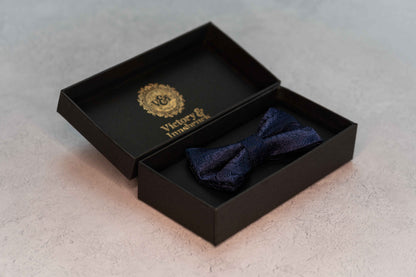 BOY'S NAVY BLUE PAISLEY BOW TIE