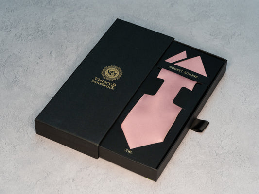 BOY'S DUSTY PINK TEXTURED TIE & POCKET SQUARE