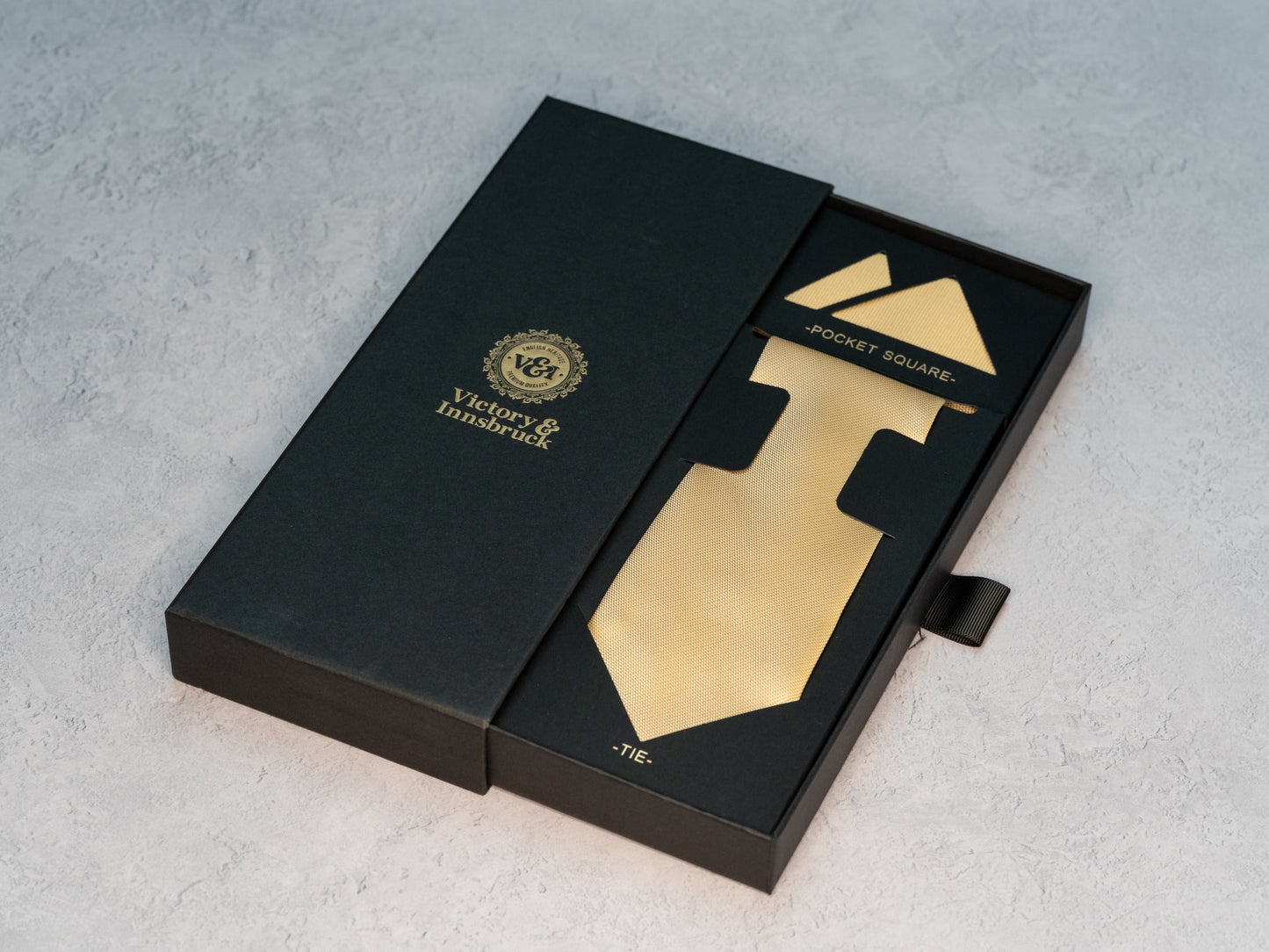 BOY'S CHAMPANGE GOLD TEXTURED TIE & POCKET SQUARE