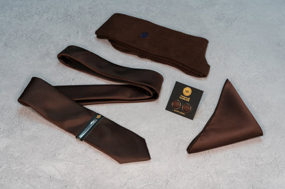 CHOCOLATE BROWN TEXTURED TIE SET