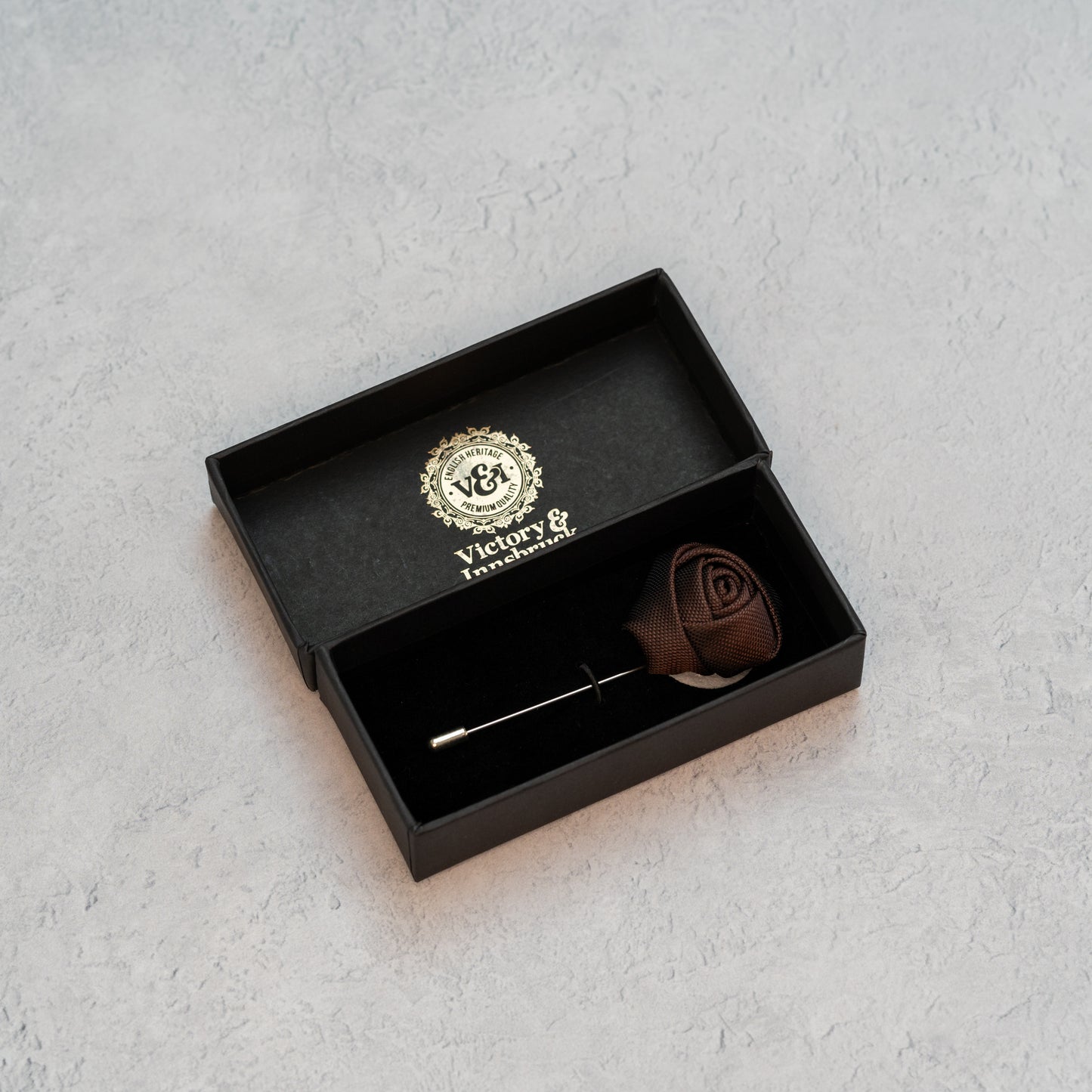 Chocolate Brown Textured Floral Lapel Pin