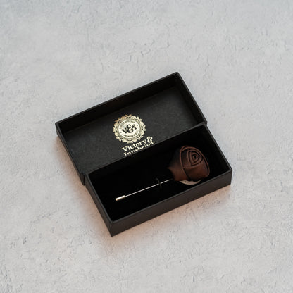 Chocolate Brown Textured Floral Lapel Pin