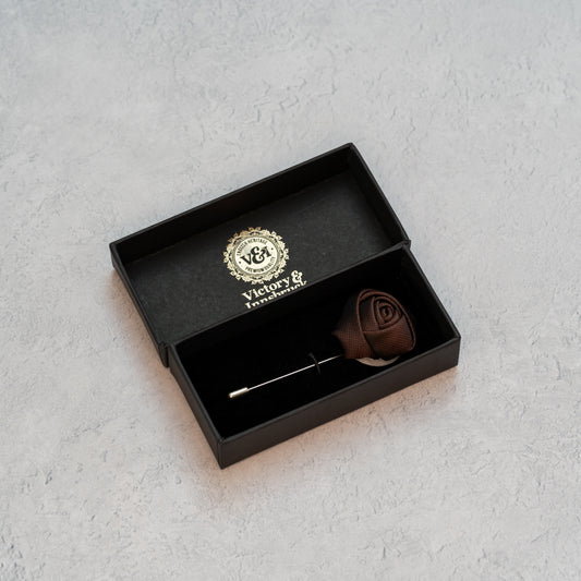 Chocolate Brown Textured Floral Lapel Pin