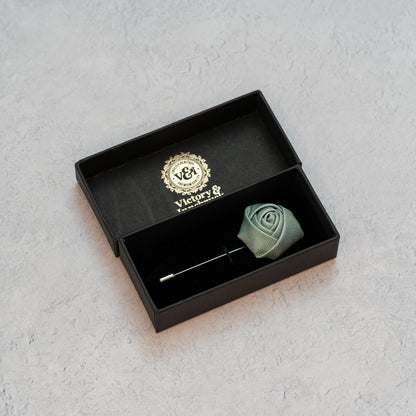 Sage Green Textured Floral Lapel Pin