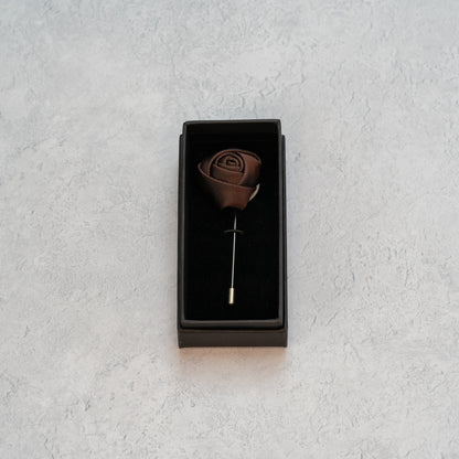 Chocolate Brown Textured Floral Lapel Pin