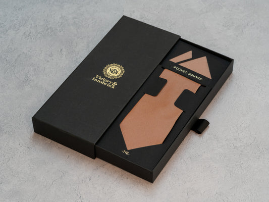MOCHA BROWN TEXTURED TIE & POCKET SQUARE SET