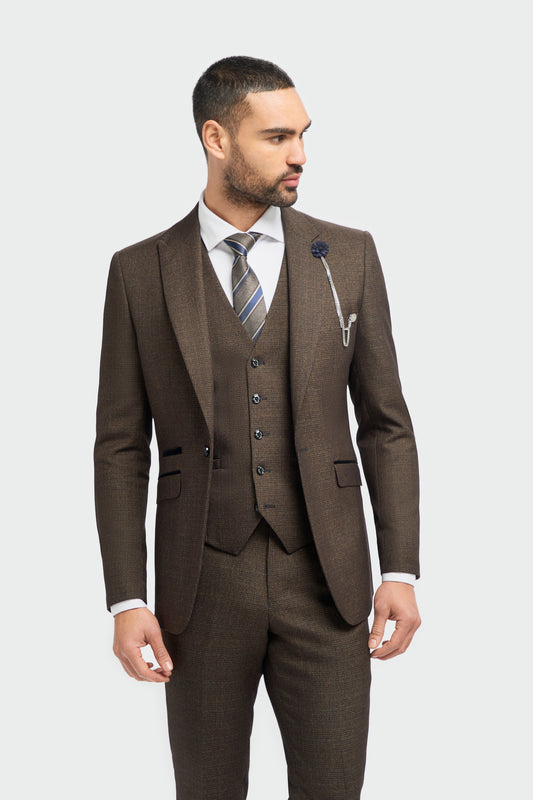 Caridi Brown Slim Fit Blazer