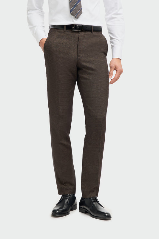 Caridi Brown Slim Fit Trousers