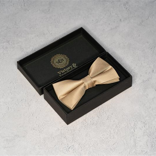 Champagne Beige Textured Bow Tie