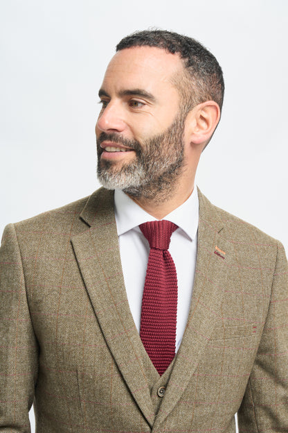 Gaston Sage Tweed Slim Fit Blazer