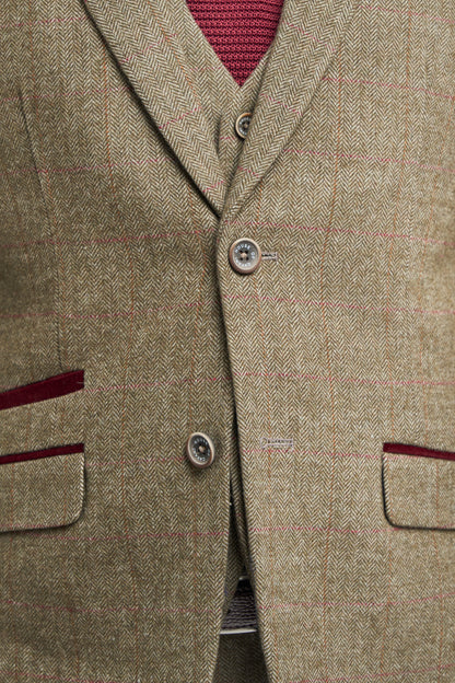 Gaston Sage Tweed Slim Fit Blazer