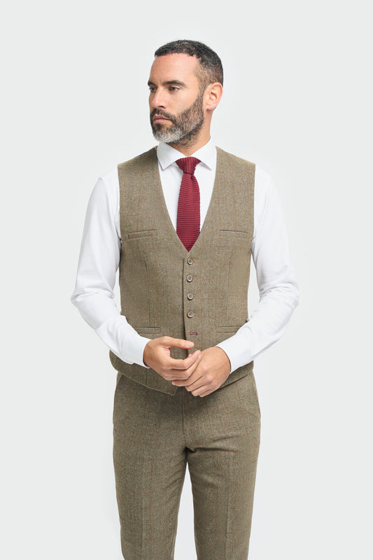 Gaston Sage Tweed Waistcoat