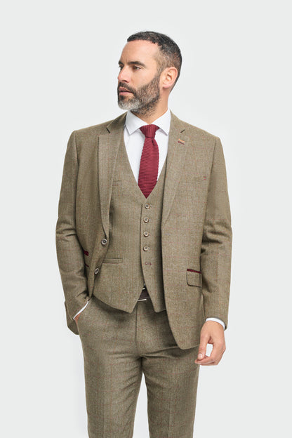 Gaston Sage Tweed Slim Fit Blazer