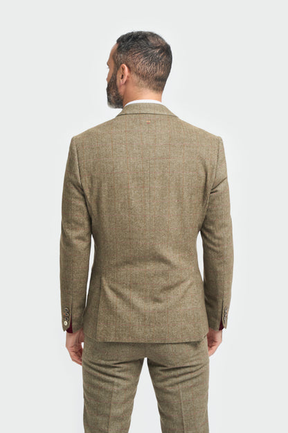 Gaston Sage Tweed Slim Fit Blazer