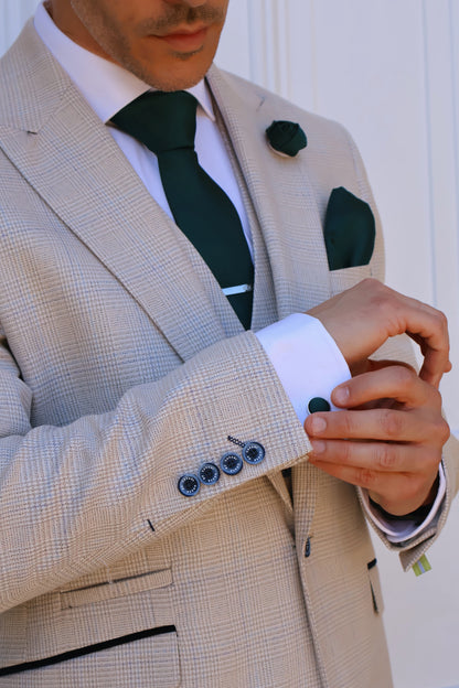 PEACOCK GREEN TEXTURED TIE SET