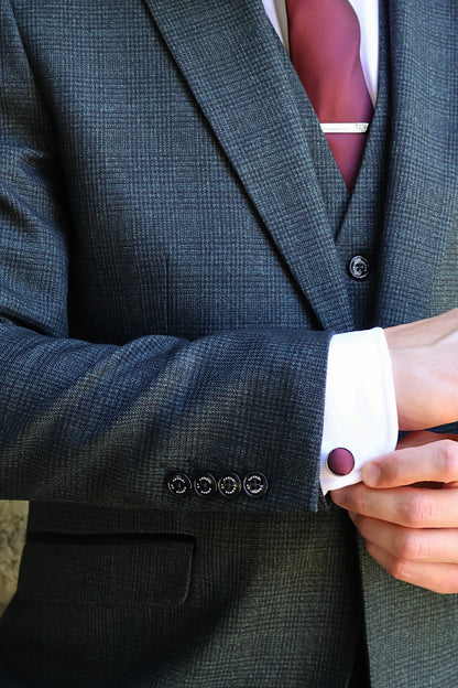 BURGUNDY RED TEXTURED TIE SET