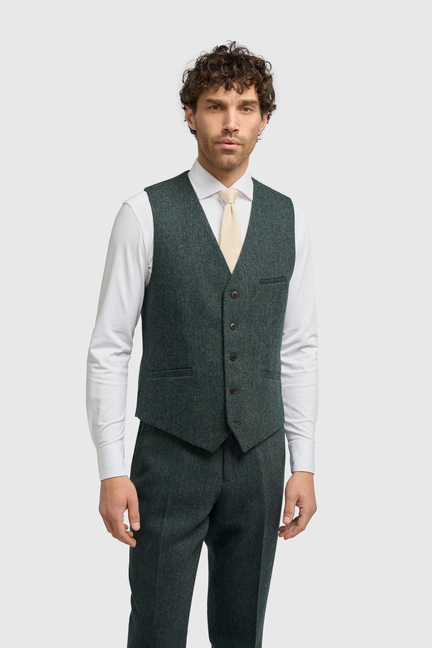 Thomas Lush Olive Tweed Waistcoat