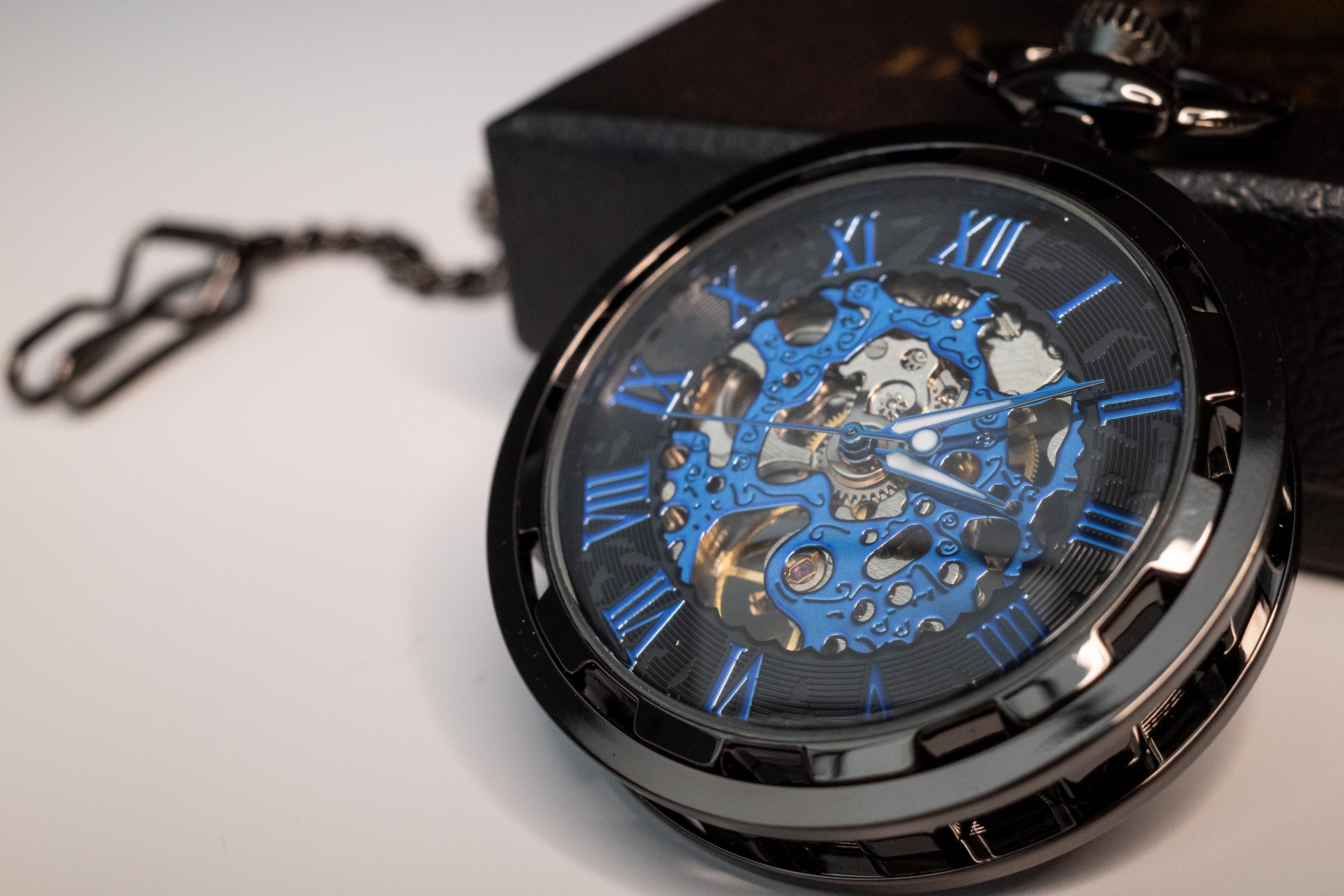 Skeleton watch sale blue