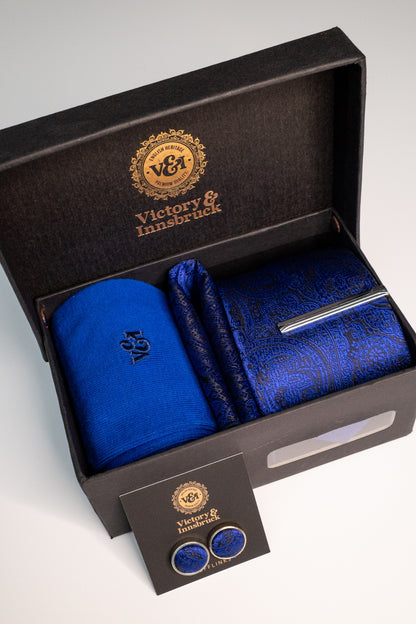 Royal Blue Paisley Tie Box Set