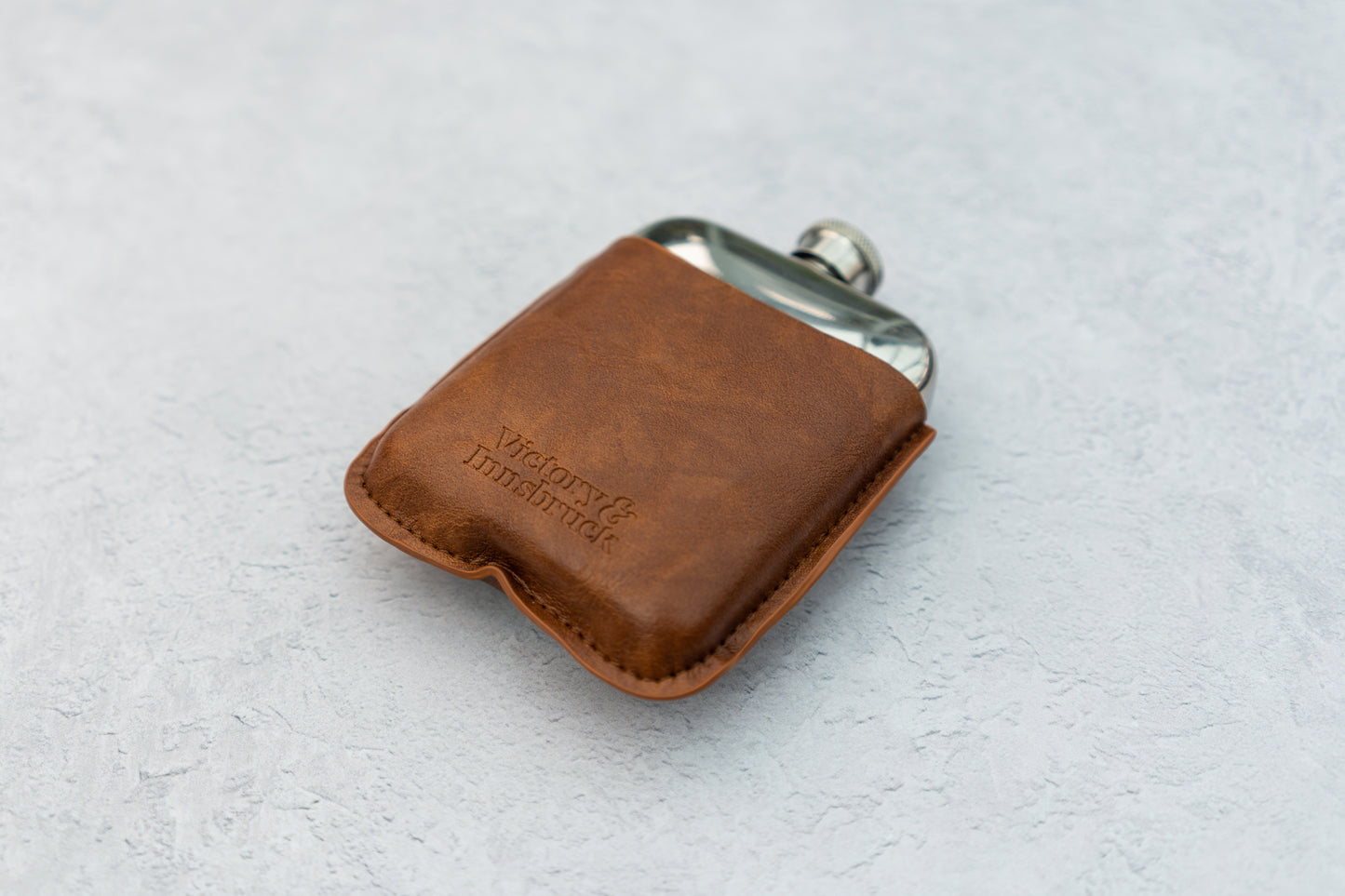 Leather Cased Hip Flask | Brown Tan Leather | 6oz Stainless Steel