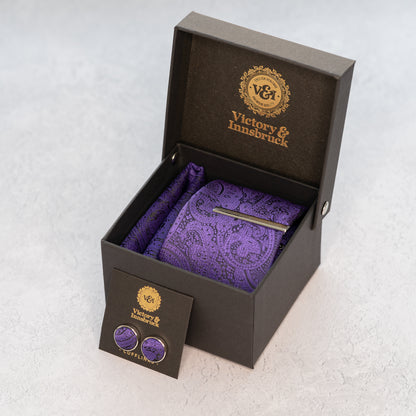 Cadbury Purple Paisley Tie Box Set