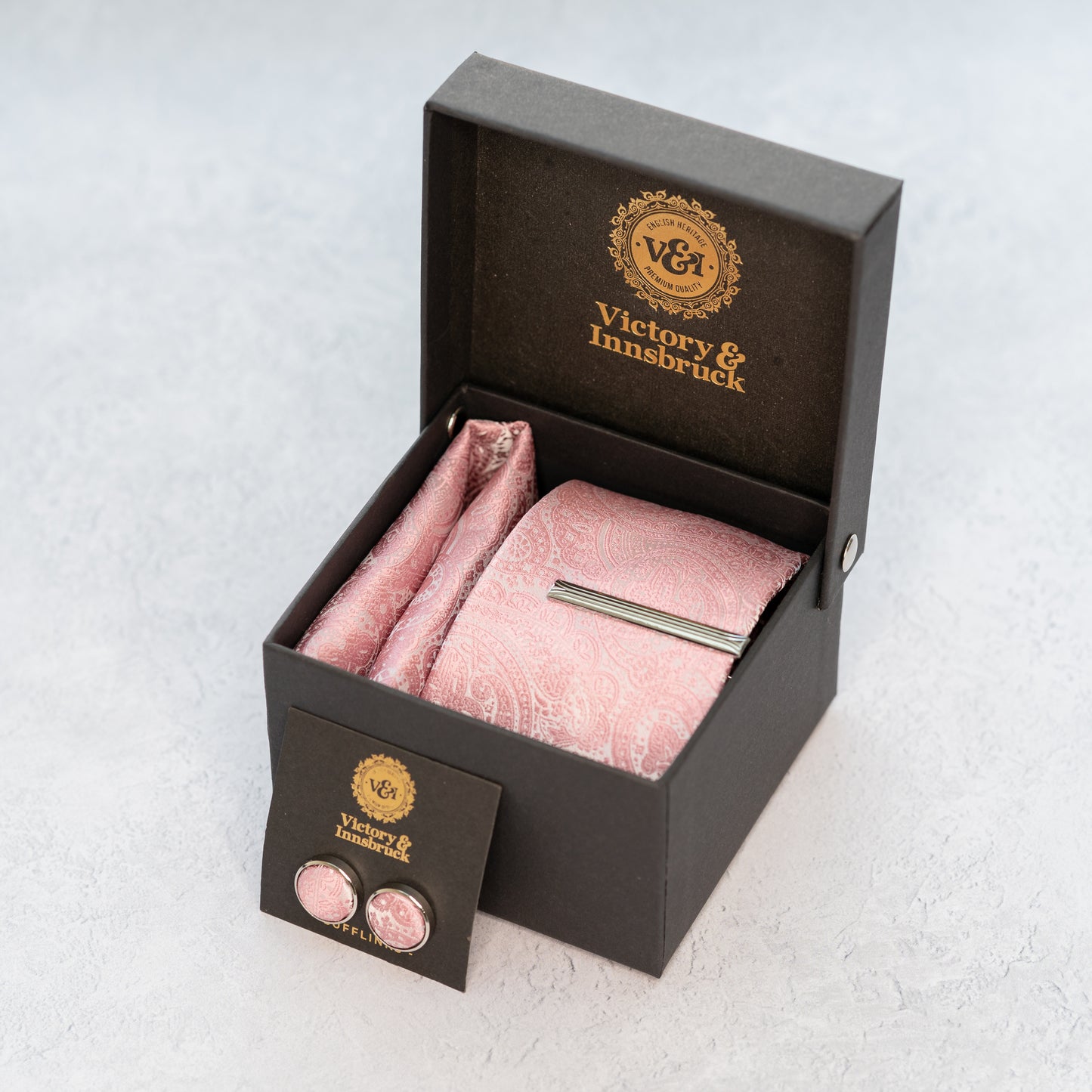 Dusty Pink Paisley Tie Box Set