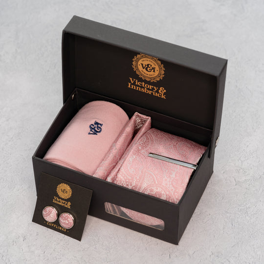 DUSTY PINK PAISLEY TIE SET